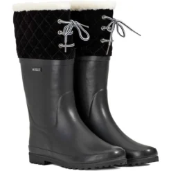 2022 Aigle Womens Polka Giboulee Fur Lined Boot 3756A - Noir