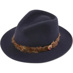 2023 Alan Paine Mens Richmond Fedora Hat RICLFEL - Navy Colour Navy