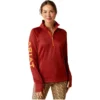 2023 Ariat Womens Tek Team 1/2 Zip Sweatshirt 1004670 - Fired Brick Colour Fired Brick