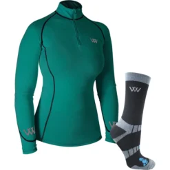 2023 Woof Wear Womens Performance Riding & Shirt Short Bamboo Waffle Riding Socks 2 Pack Bundle WA0001WW0016 - Ocean / Black