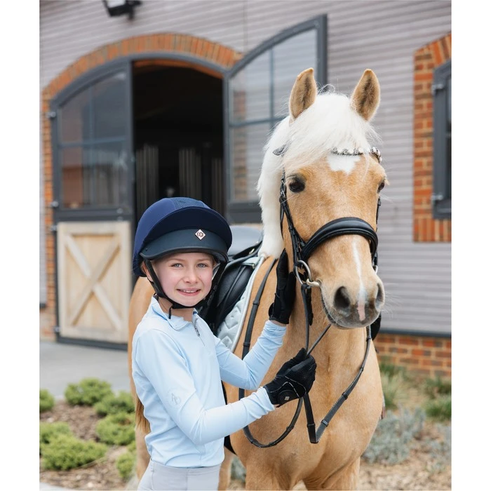 2022 Charles Owen Harlow MS1 Pro Jockey Skull & Headband NRGMS1PLRG - Navy / Rose Gold - Image 2