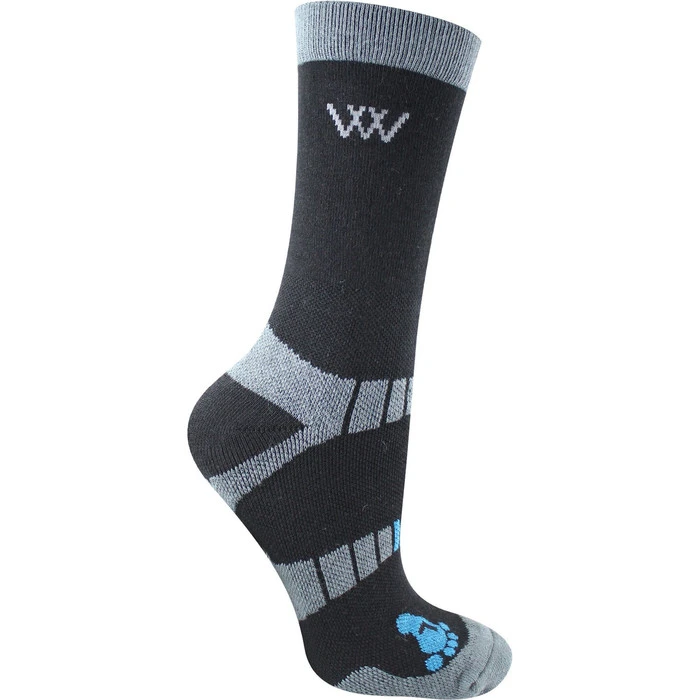 2023 Woof Wear Womens Performance Riding & Shirt Short Bamboo Waffle Riding Socks 2 Pack Bundle WA0001WW0016 - Ocean / Black - Image 3