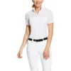 Ariat Womens Airway 1/4 Zip Short Sleeve Show Shirt 10030449 - White
