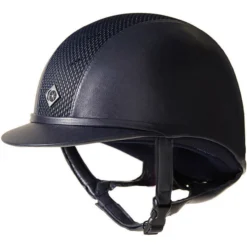 2022 Charles Owen AYR8 Plus Leather Look Helmet Midnight Blue Colour Midnight Blue