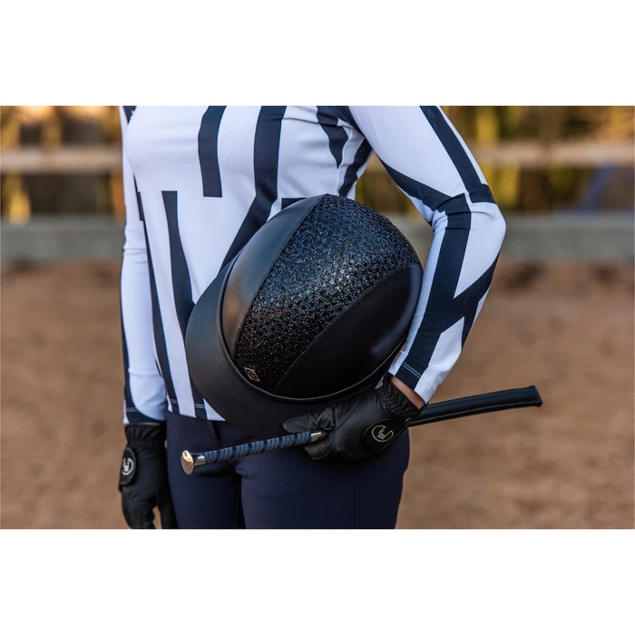 2022 Charles Owen SP8 Plus Leather Look Helmet SP8PLUS2022 - Black / Sparkle Colour Black/Sparkle - Image 2